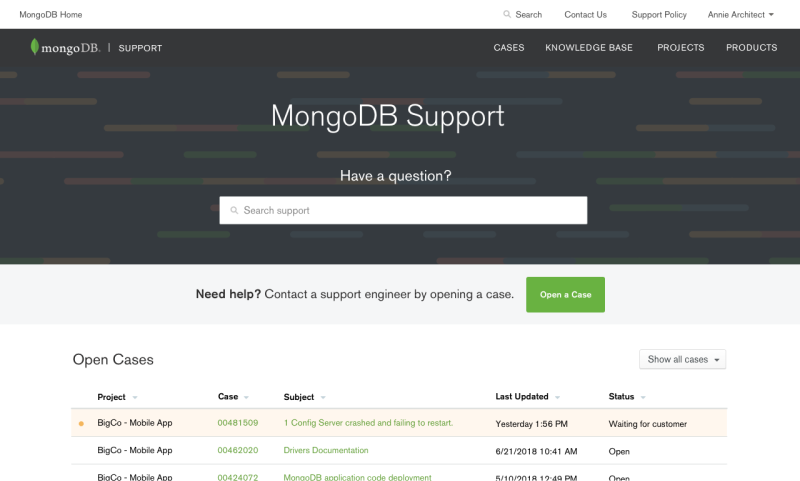 MongoDB Support Portal